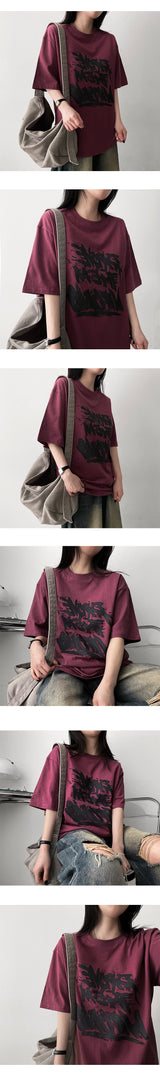 ループオーバーサイズフィットショートスリーブTシャツ