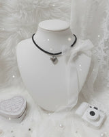 [Aespa Winter Necklace] Vintage Heart Locket Choker Necklace - Silver ver.