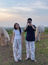 Tie-dye summer wide pants