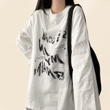 ラフビンテージレタリングルーズフィットロングスリーブTシャツ