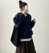 Disco Pop Duc Thick Sleeve Punching V-Neck Knit