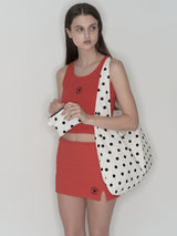 Big hobo bag - White polka dot (Reversible) / Free Gift