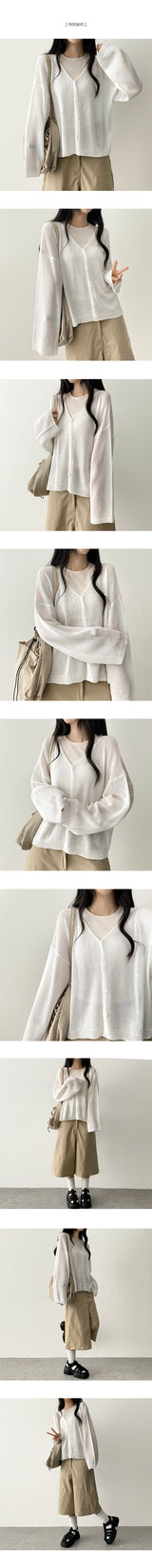TJ V-Neck Summer Knit Cardigan