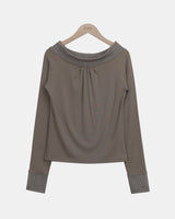 Kure Off-Shoulder Lace Long Sleeve T-Shirt