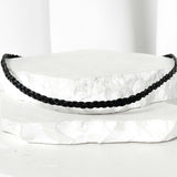 Leather string necklace_flat weave black