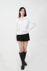 Stripe Offshoulder Blouse_white