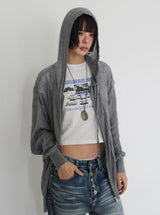 TWISTED KNIT HOOD ZIP-UP