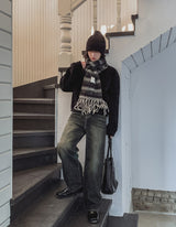 Bent brush wide denim