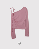 One Shoulder Slit Slim T-shirt (5color)