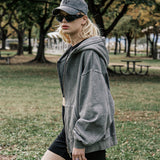VINTAGE PIGMENT DYING HOODED ZIP UP GRAY