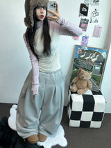M,XL🤎2SIZE🤎 DOUBLE PINTUCK WIDE LONG BALLOON PANTS ❤🤎🖤🩶4COLOR