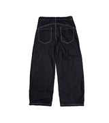 Look Fire Buckle Balloon Wide Denim Pants
