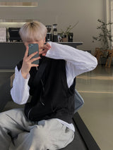Half Hooded Sweat Vest 2C