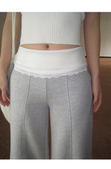 Wide banding lace bootcut pants