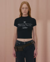 ラブレースクロップTシャツ-BLACK