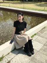 Benny Dot Shirred Midi Skirt (4c)