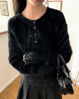 Rodan Angora round-neck fur cardigan