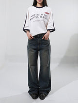 (UNISEX) メゾンロングブーツカットデニム