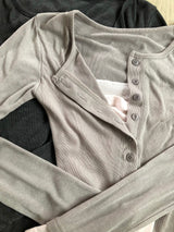 ボタンレイヤードTシャツ