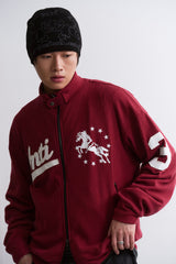 Unicorn Varsity High Neck Zip-Up Burgundy