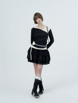 leo lace can-can skirt / black