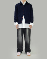 Pie knit collar cardigan