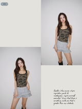 Camo retro U-neck sleeveless T-shirt