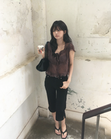 Frill shirring blouse