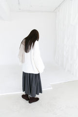 wool unbal button pleats skirt(2colors)