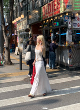 maxi white long skirt
