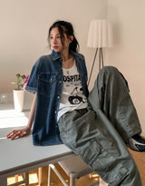 チェリープリントルーズフィットノースリーブ