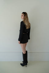 [Seow] Glow Tweed Ribbon Mini Skirt
