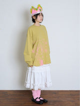 CAT GIRL & FLOWER LONG SLEEVE - LIGHT GREEN