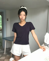 [MADE/S,M] ベーシックレーヨンVネック半袖Tシャツ