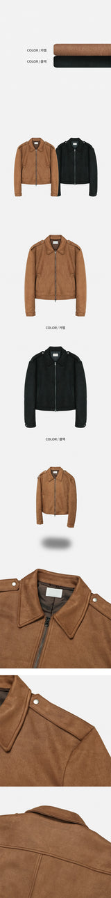 [F/W] Shoulder strap crop suede jacket(2color)