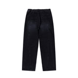 DIAGONAL CUT DENIM PANTS
 - BLACK