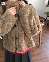 Rital Wool High Neck Fur Jacket