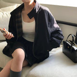 [Bellide made] マイルズ, ハーフハイネックチェックカラーブルゾン