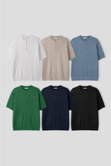 LMN Ron Twisted Cooling Henley Neck Short Sleeve Knitwear (6 colors)