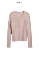 Nata Henley Neck Ribbed Knit Top