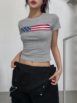 ミゴヴィンテージスター&ストライプクロップ半袖Tシャツ