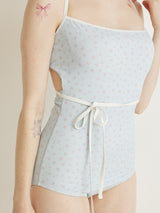 FLOWER STRING RIBBON MONOKINI - SKY BLUE