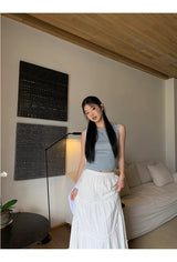 Blue Check Backless Ribbon Sleeveless Tee