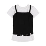 3-WAY LETTERING CORSAGE TEE (BLACK) F25QB106