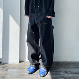 コントラストステッチストレートワイドパンツ