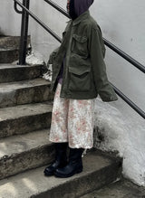 フローラル スウェット クロップ パンツ