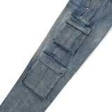 VINTAGE CARGO WIDE-FIT DENIM PANTS [BLUE]