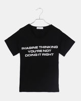 サチン シルバーレタリング ラウンド 半袖Tシャツ