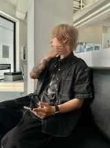 Deep ocean denim set up shirt 2C