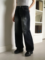 Tapim back printing wide denim pants